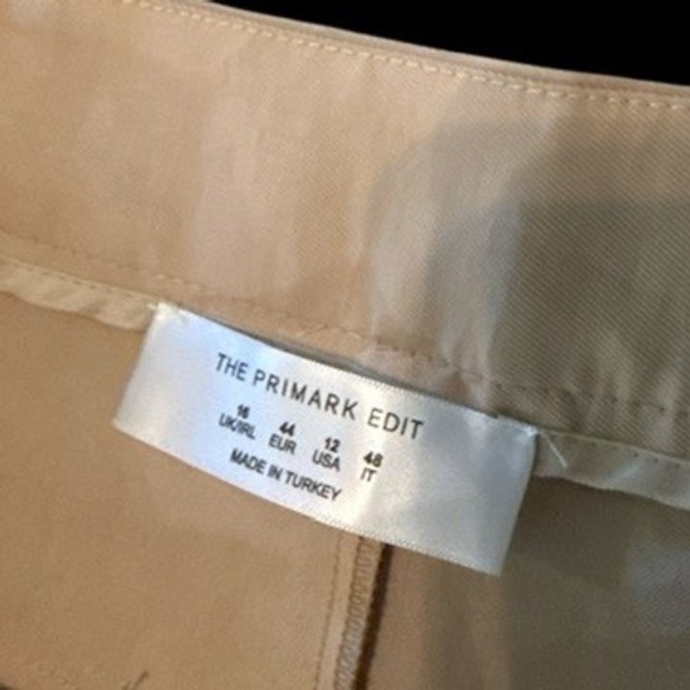 The Primark Edit Beige Lyocell Blend Wide Leg Pleated Pants 12 Lightweight - Picture 2 of 9